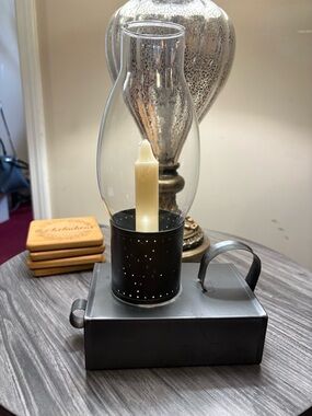 Hobby Lobby Black Metal Lantern Hurricane with Cream Candle